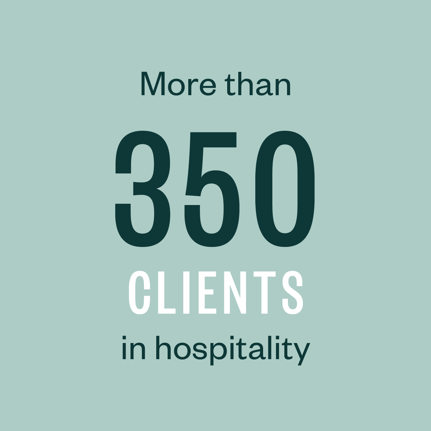 More than 350 clients in hospitality