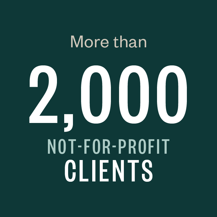 More than 2,000 not-for-profit clients