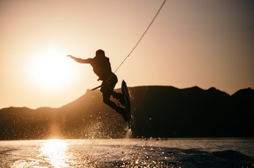 wakeboarder doing trick