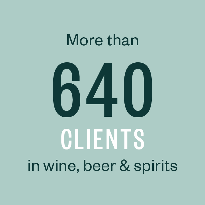 More than 600 clients in wine, beer, and spirits