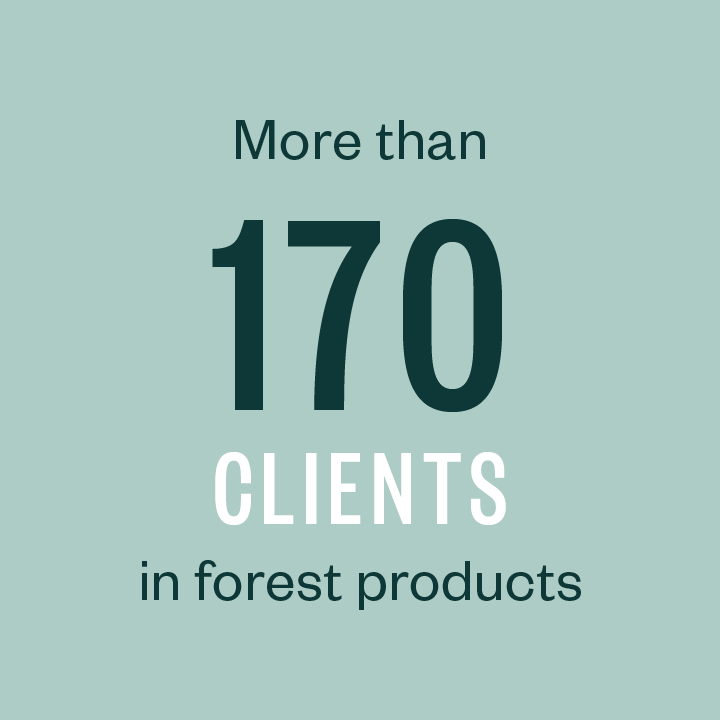 More than 250 clients in forest products.