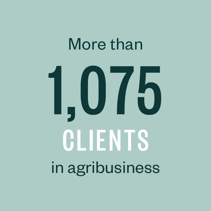 More than 1,000 clients in agribusiness