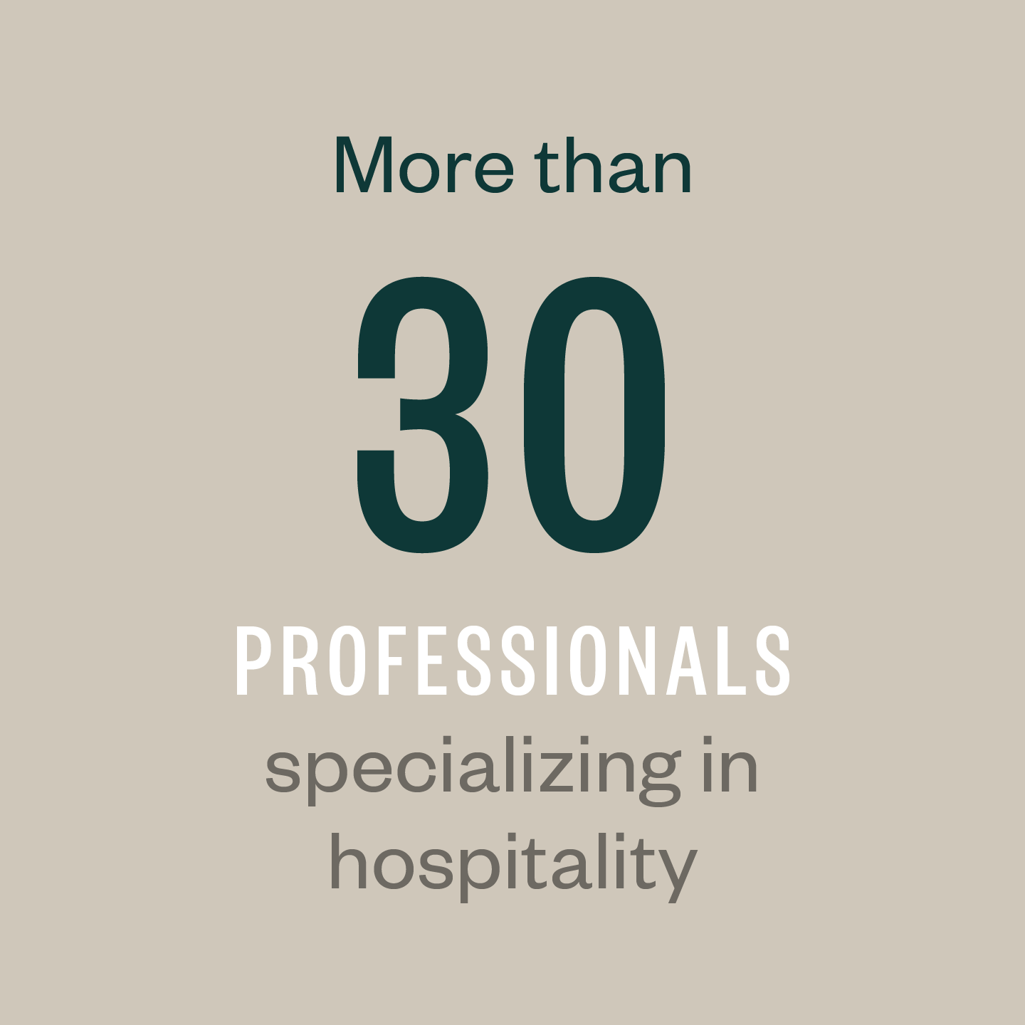 More than 30 professionals specializing in hospitality